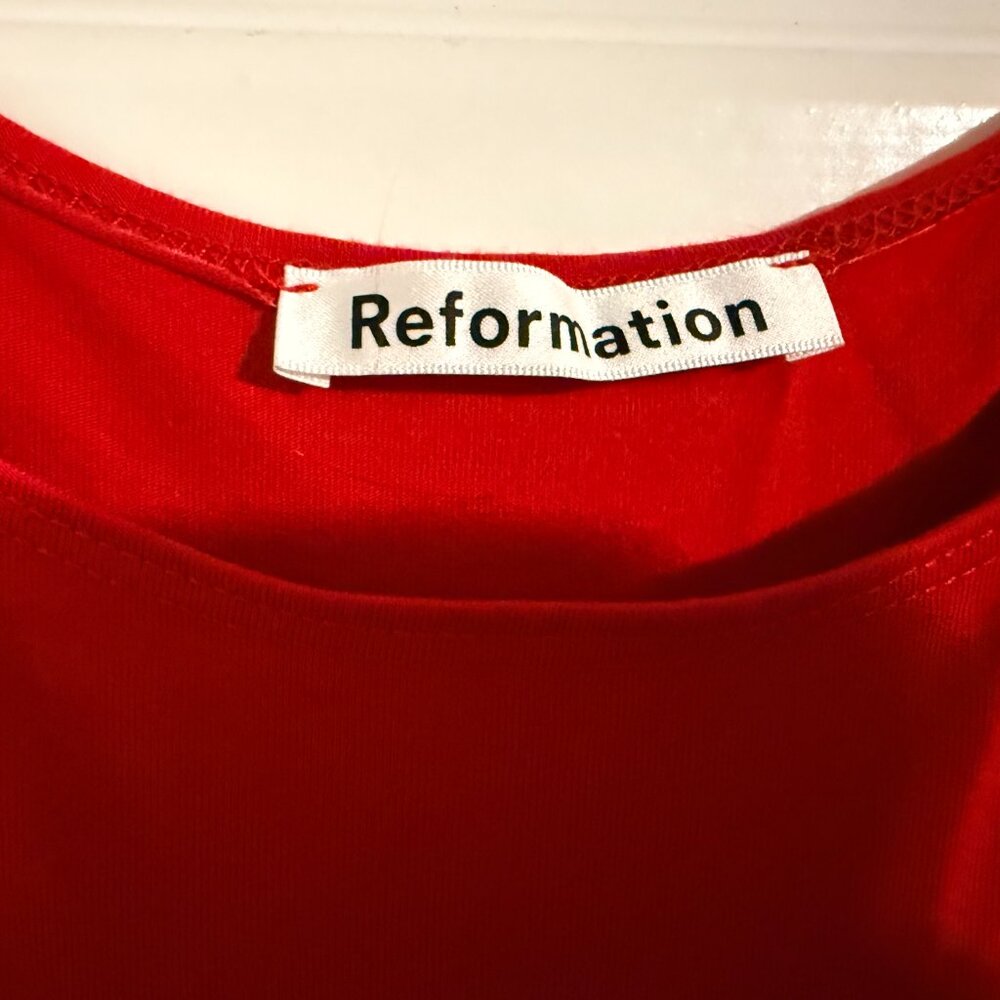 Reformation Allison Knit Midi Dress in Cherry - L - Picture 3 of 4